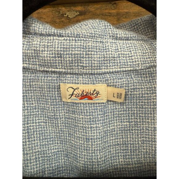 Faherty linen blue dress pockets size Large - Picture 3 of 8